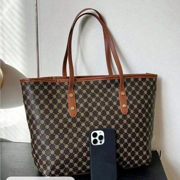 ⚠️Clearance Large Brown Patterned Casual Shoulder Tote Bag - Picture 3 of 7